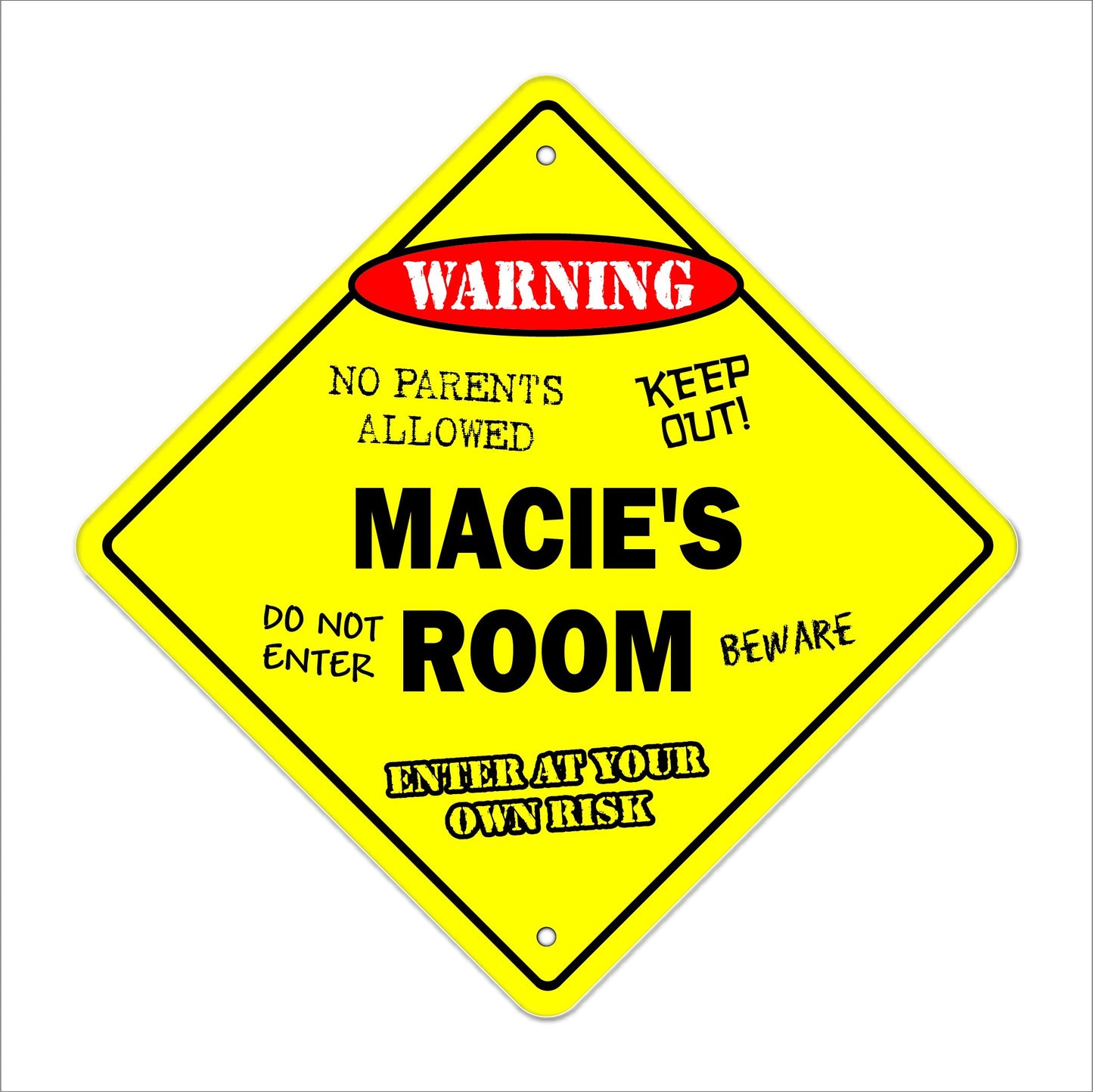 Macie's Room Sign Crossing Zone Xing | Indoor/Outdoor | 12" Tall Kids Bedroom Decor Door Children's Name boy Girl