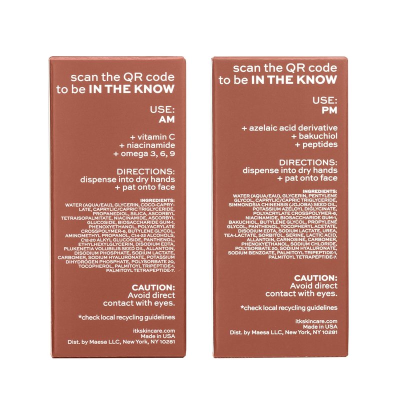 ITK Skincare 2-Part Face Serum Set | Brightening Vitamin C & Bakuchiol for Dark Spots & Fine Lines