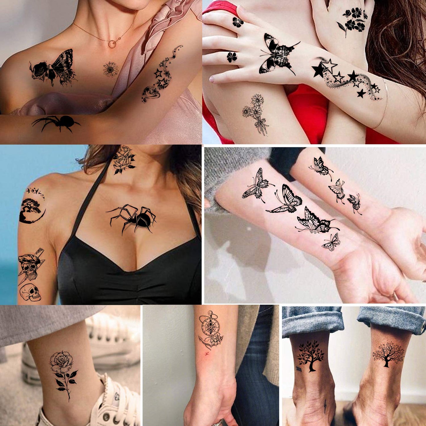 Waterproof Temporary Tattoos - 118pcs Groovy Fake Tattoo for Kids Birthday Party Supplies, Star Unicorn Smiley Rainbow Flower Candy Crown Arts and Crafts for Boys or Girls 6 7 8 9 10 11 12 years old