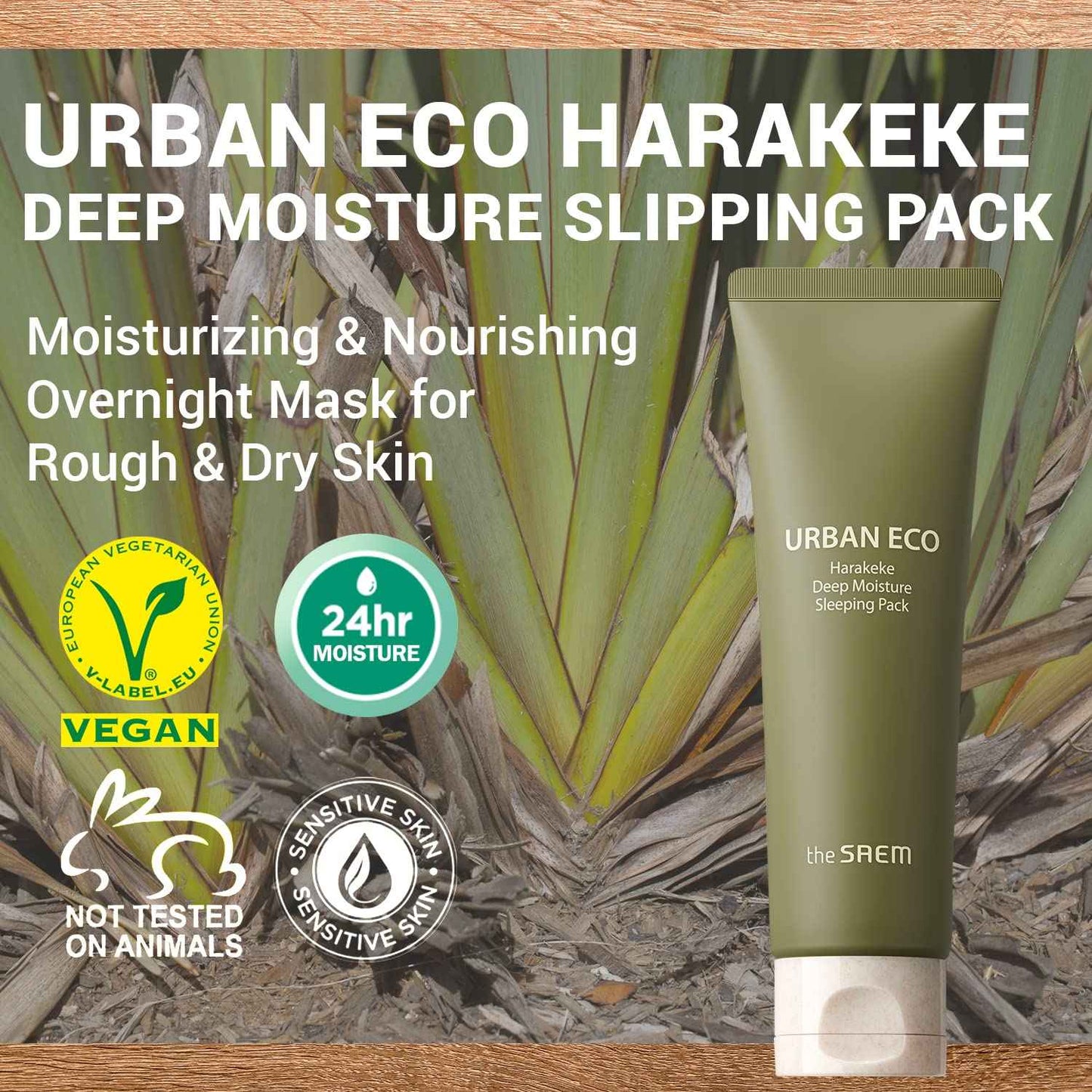 THESAEM Urban Eco Harakeke Deep Moisture Sleeping Pack 2.7 fl.oz. - Vegan Moisturizing Overnight Face Mask for Dry Skin - Skin Smoth Hydrating Night Cream - Harakeke Root Extract and Ceramides