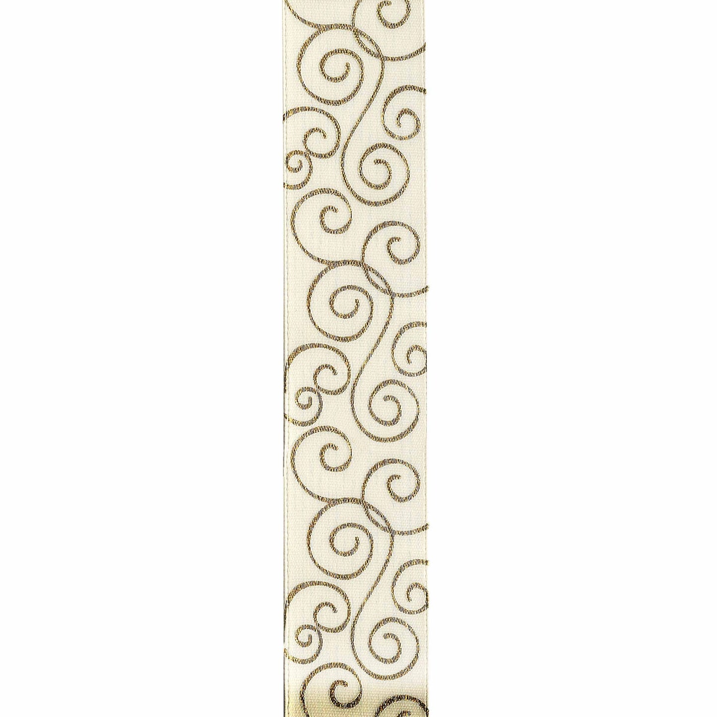 Offray, Ivory Metallic Scroll Craft Ribbon, 7/8-Inch x 9-Feet