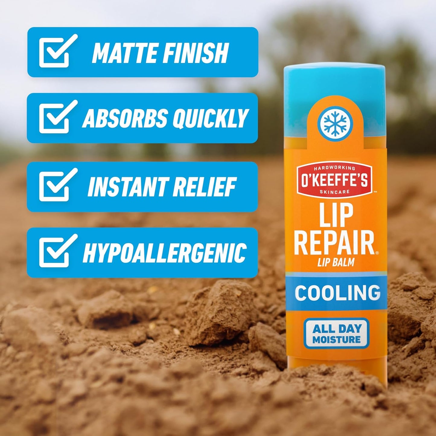 O'Keeffe's Lip Repair Lip Balm With Cooling Relief for Dry, Cracked Lips - Stick (2 Pack) - Moisturizer for Very Dry Lips