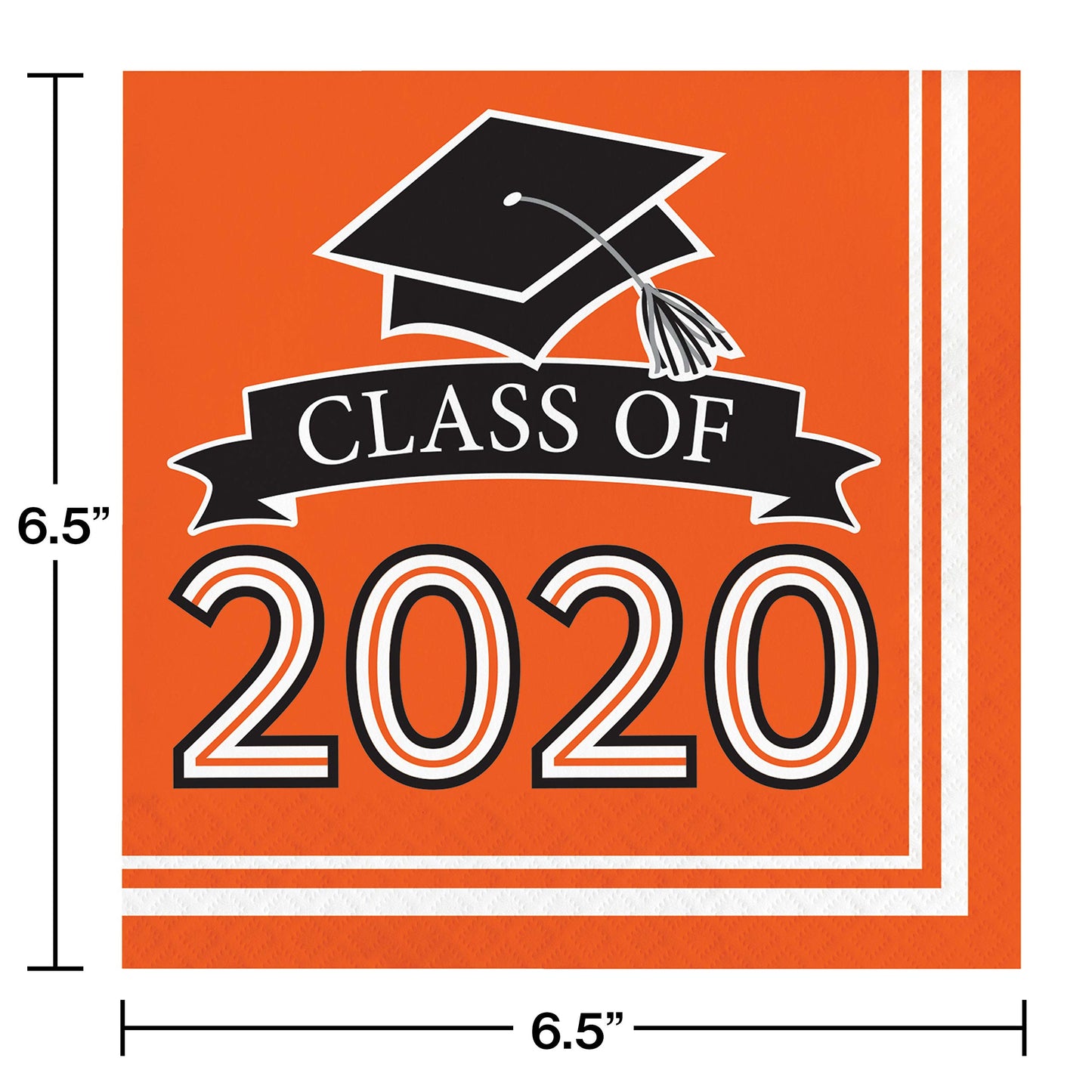 Creative Converting Class of 2020 Orange Grad Napkins, 6.5"