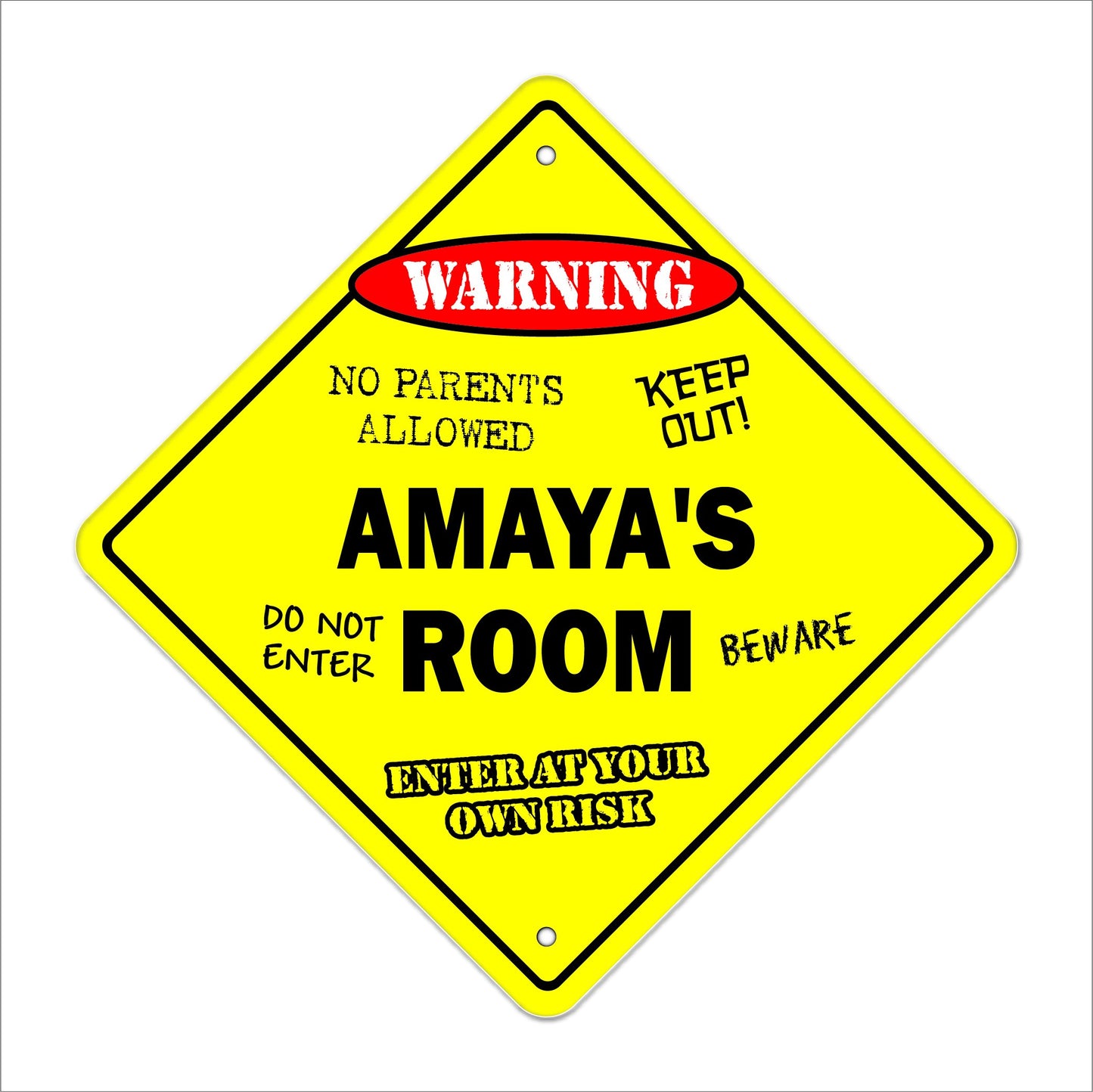Amaya's Room Sign Crossing Zone Xing | Indoor/Outdoor | 12" Tall Kids Bedroom Decor Door Children's Name boy Girl