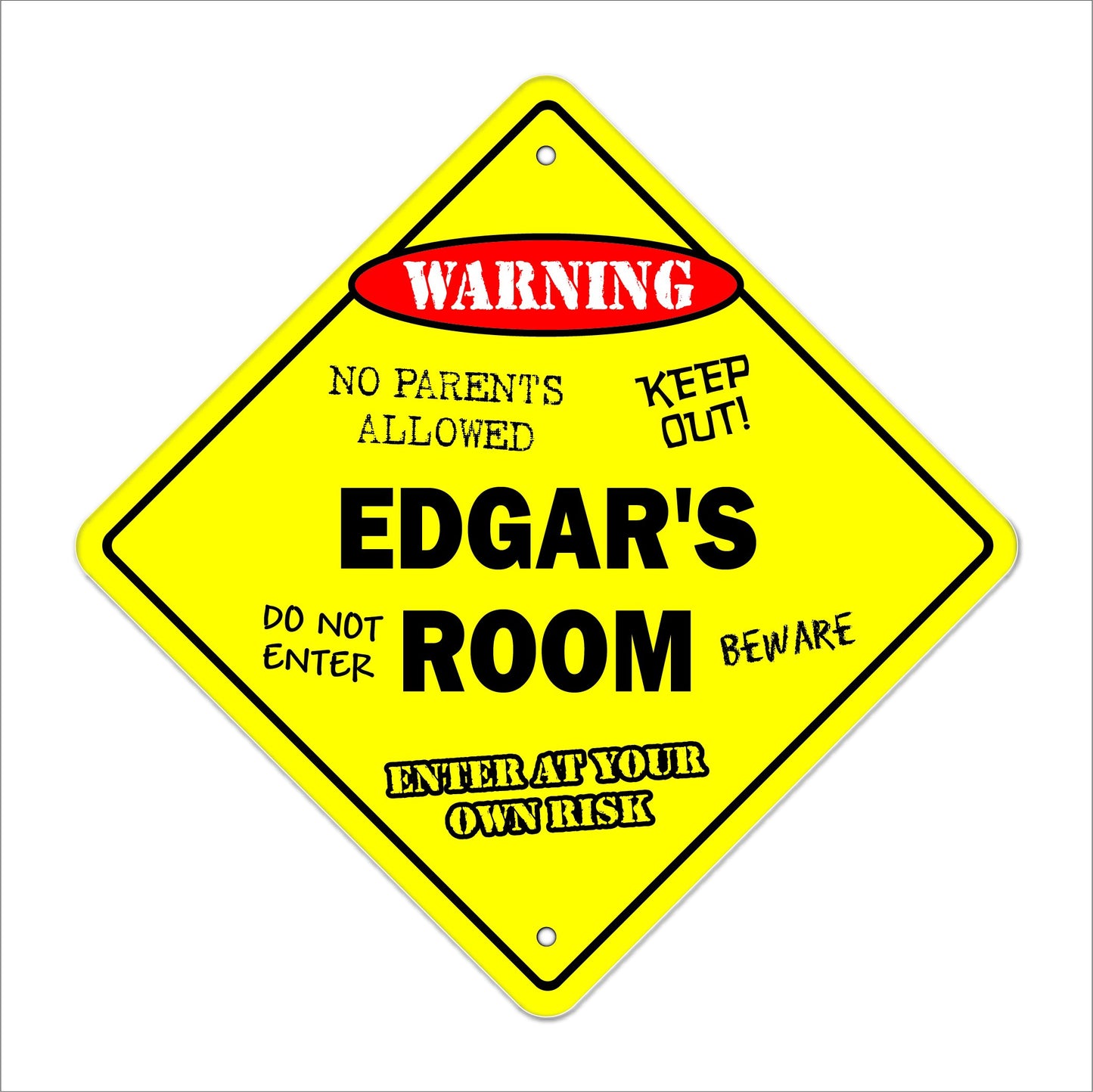 Edgar's Room Sign Crossing Zone Xing | Indoor/Outdoor | 12" Tall Kids Bedroom Decor Door Children's Name boy Girl