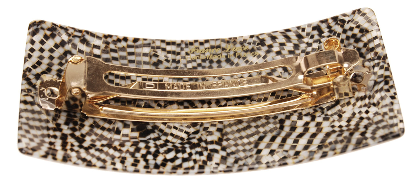 France Luxe Wide Rectangle Barrette - Opera Silver