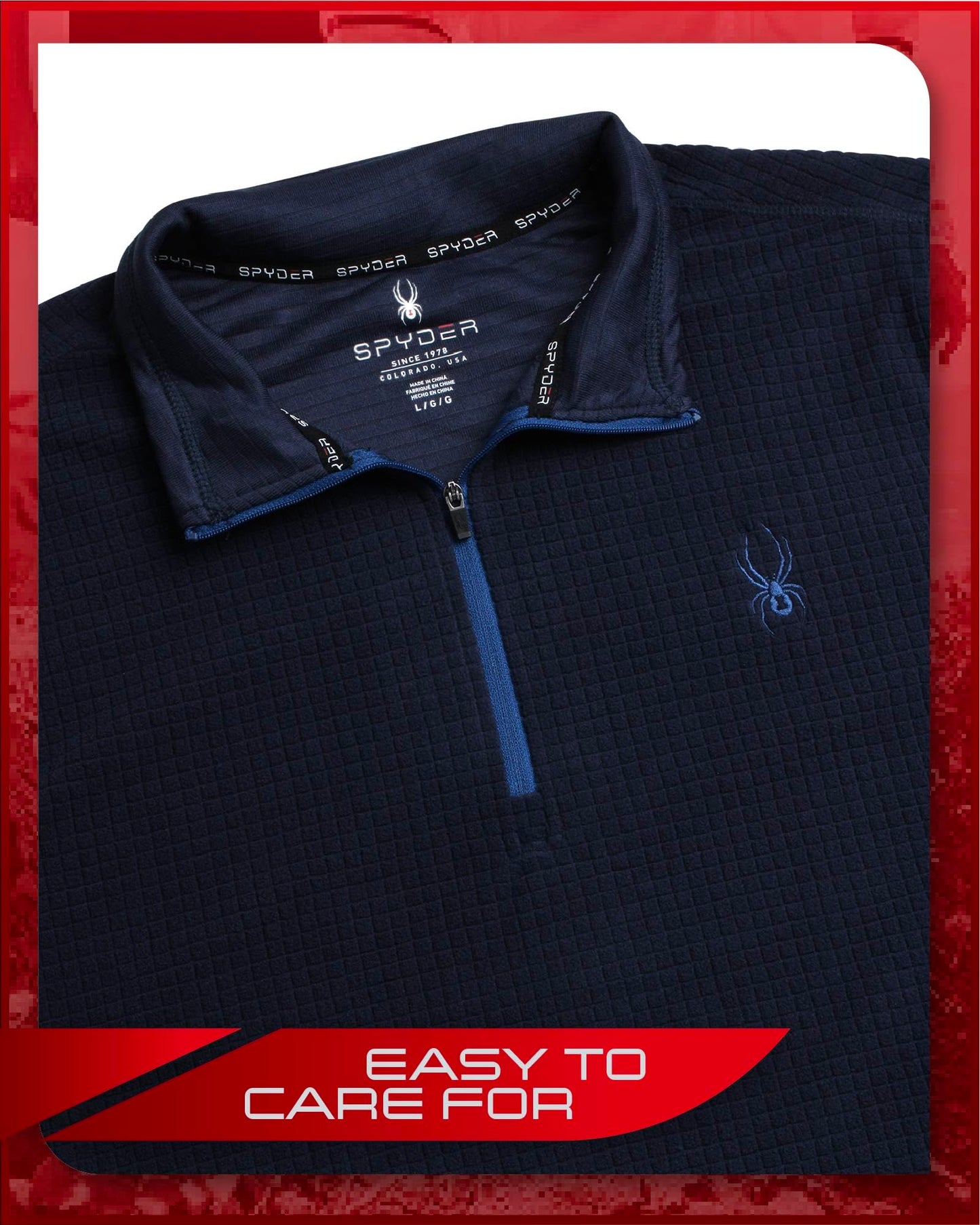 Spyder Men's Active Quarter Zip Sweatshirt - Lightweight Grid Fleece Athletic Mock Neck Pullover Sweatshirt (Sizes: S-XXL), Size Small, Navy
