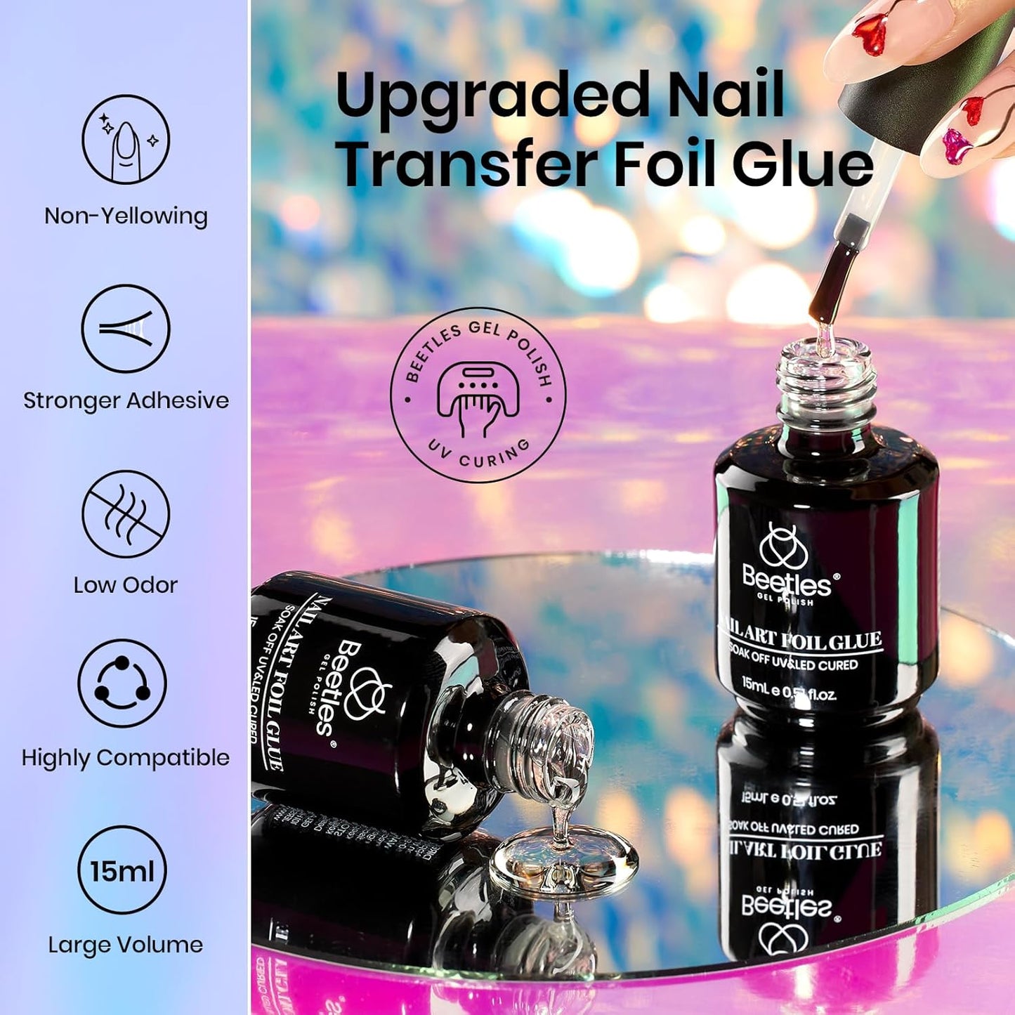 Beetles Liquid Latex for Nail 15ml - Peel off Nail Polish Cuticle Guard with Plastic Nail Care Stick Nails Design Air-Dry Liquid Latex Barrier for Protector Fingers