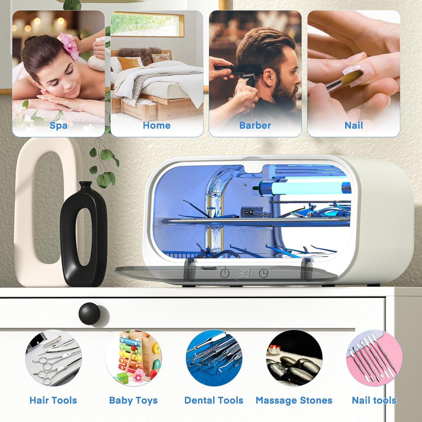 Yofuly Sterilizer - 12L Double-Layer Nail Tool Cleaner | Multi-Functional Cleaning Cabinet for Salons & Home Use