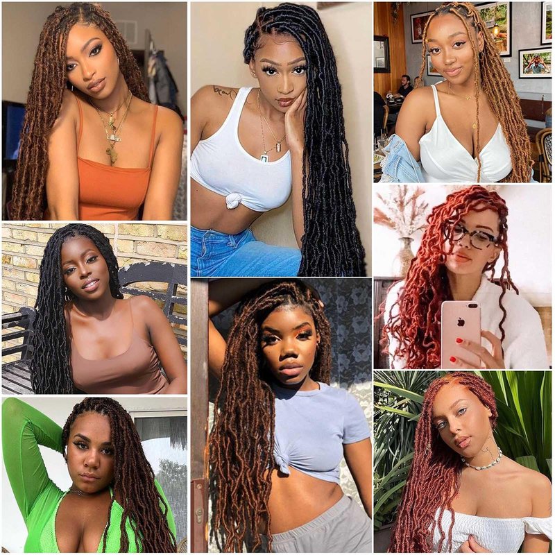 24 Inch Soft Locs Crochet Hair 8 Packs Pre Looped Faux Locs Crochet Braids Goddess Locs Hair For Black Women(24Inch 8pcs,4#)