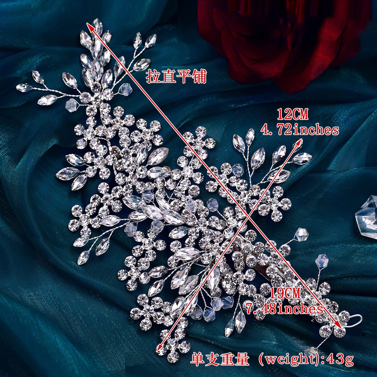 ULAPAN 2 Pack Bride Wedding Headband, Rhinestone Bridal Bridesmaid Hair Clips Accessories, Party Hair Accessories Headpieces for Women(Silver)