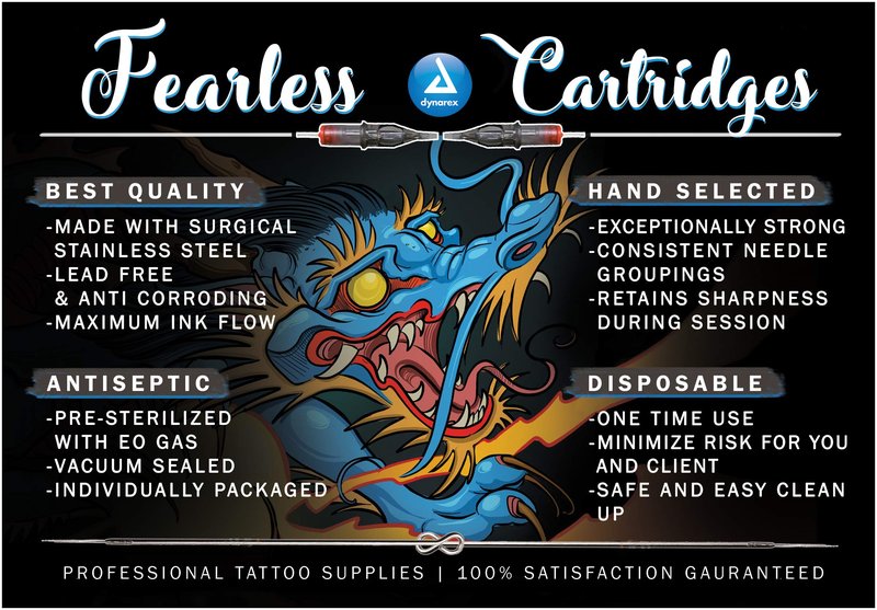 Dynarex Fearless Tattoo Cartridges Round Shader, 1209rs, 20 Count