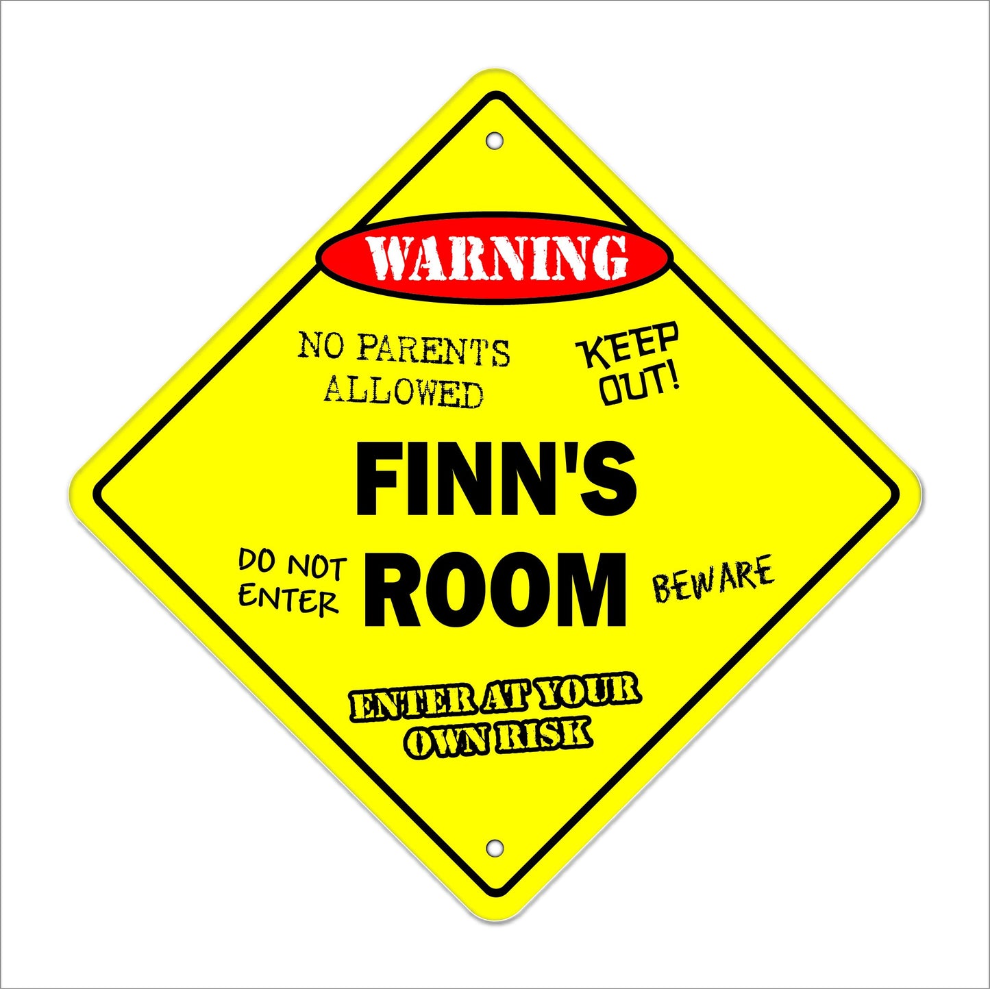 Finn's Room Sign Crossing Zone Xing | Indoor/Outdoor | 12" Tall Kids Bedroom Decor Door Children's Name boy Girl