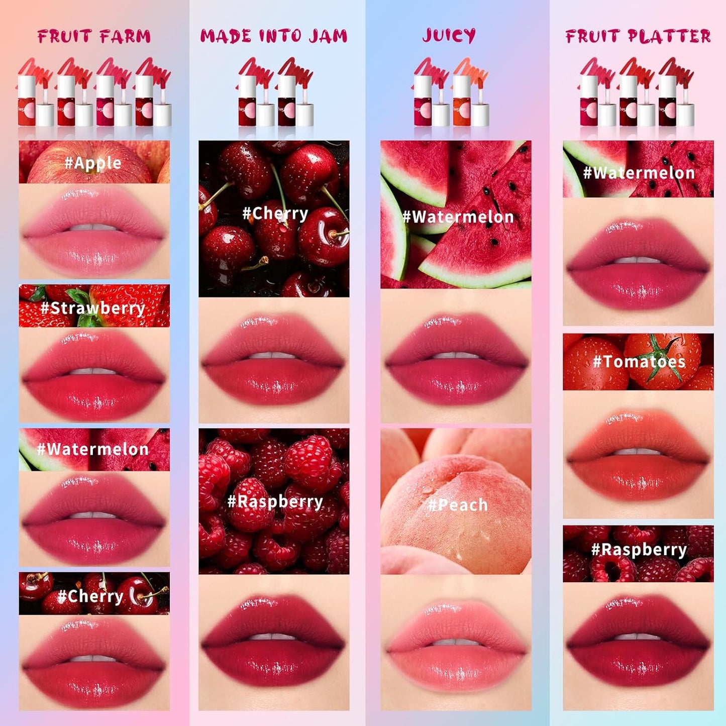 Lip Tint Stain Set, Korean Water Tint Lightweight Non-sticky, Waterproof Long Lasting Liquid Blush & Lip Stain, Transfer-Proof, Matte Finish Lip Color Makeup (made into jam)