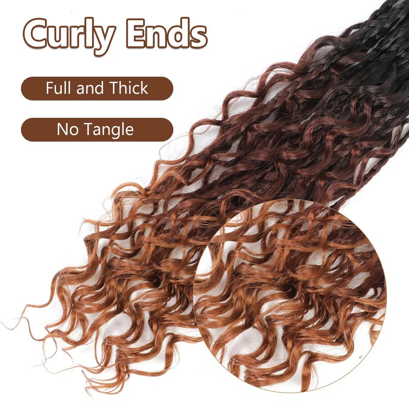 8 Packs Crochet Box Braids Hair -14 Inch Crochet Box Braids Hair Pre loopled Crochet Hair with Curly Ends Goddess Box Braids Crochet Hair Braiding Hair Crochet Braids Hair for Black Women (1B/33/30)