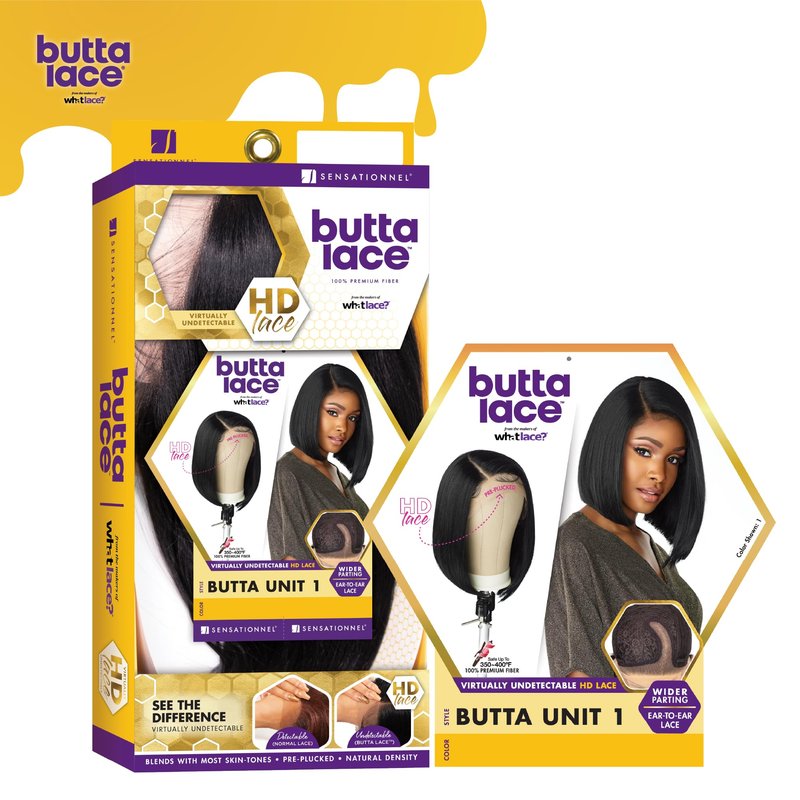 Sensationnel Butta Lace Wigs - Unit 1 Extra Wide 5 Inch Deep Parting Synthetic Preplucked Hairline Glueless Lacefront (1B OFFBLACK)