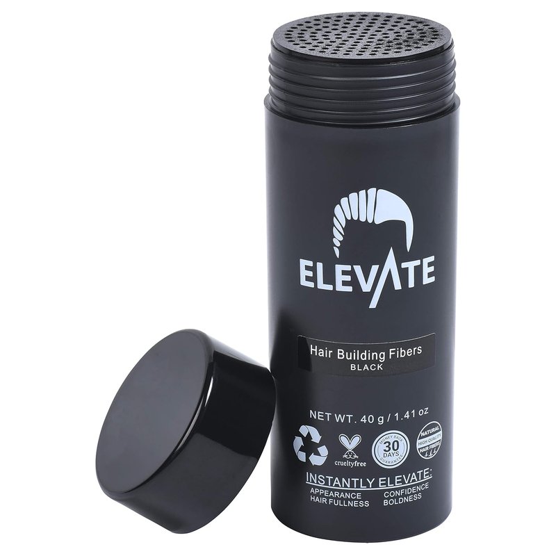 ELEVATE Hair Fibers for Thinning Hair - Natural Keratin for Instant Volume | 40g Bottle (Black)