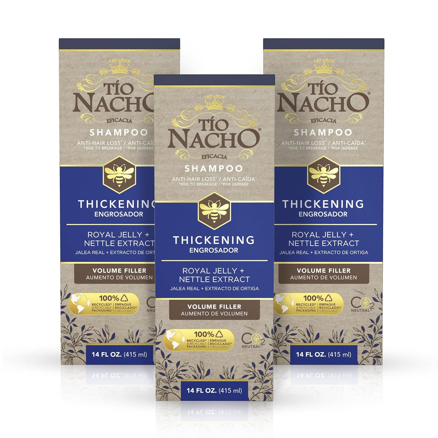 Tio Nacho Anti Hair Loss Thickening Volume Filler Shampoo with Royal Jelly & Rosemary, Volumizing & Body-Boosting Hair Care, 14 Fluid Ounces