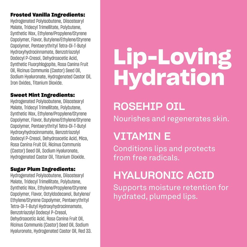 Overnight Lip Mask Set - Hydrating Trio for Dry Lips | Frosted Vanilla, Sweet Mint & Sugar Plum | Enriched with Vitamin E, Rosehip Oil & Hyaluronic Acid