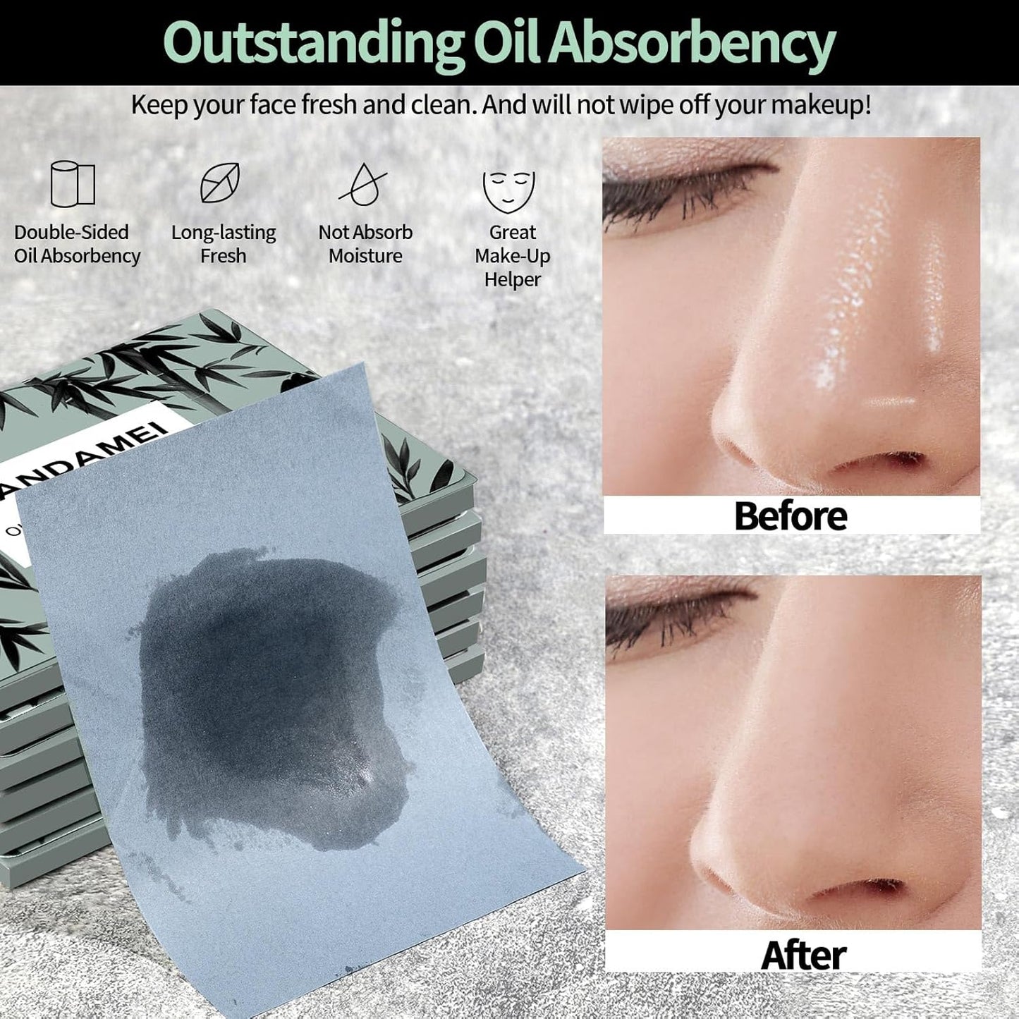 FANDAMEI 600 Counts Oil Blotting Sheets For Face, Blotting Paper for Oily Skin, Oil Control Film, Oil Absorbing Sheets For Face, Oil Absorbing Tissues, Oil Blotting Papers