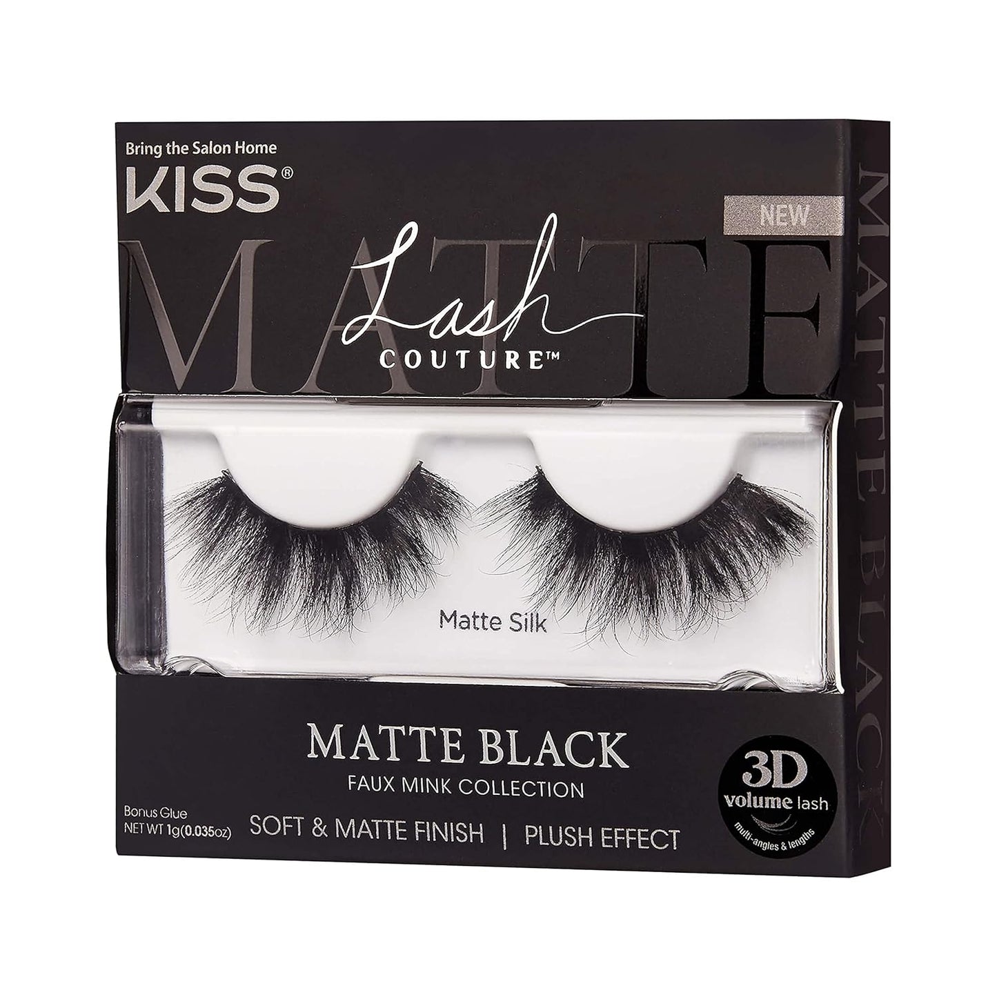 KISS Lash Couture Faux Mink 3D Matte, False Eyelashes, 'Matte Velvet', 16 mm, Includes 1 Pair Of Lash, Easy to Apply, Reusable Strip Lashes