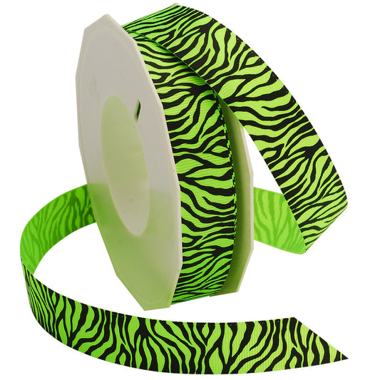 Morex Ribbon Neon Zebra Grosgrain Ribbon, 7/8-Inch by 20-Yard, Key Lime (33822/20-544)
