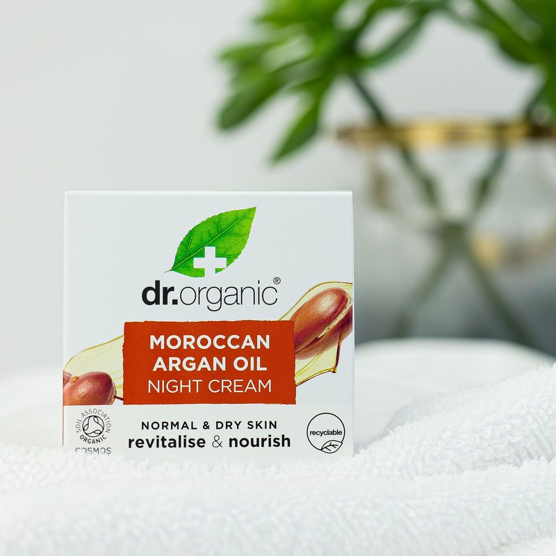 Dr. Organic Moroccan Argan Oil Night Cream | Nourishing Overnight Therapy Cream, For Normal to Dry Skin, Vegan, Natural, Certified Organic, Paraben & SLS-Free, 50 mL/ 1.7 fl oz