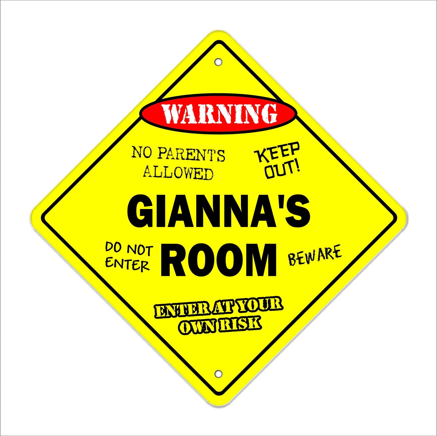 Gianna's Room Sign Crossing Zone Xing | Indoor/Outdoor | 12" Tall Kids Bedroom Decor Door Children's Name boy Girl