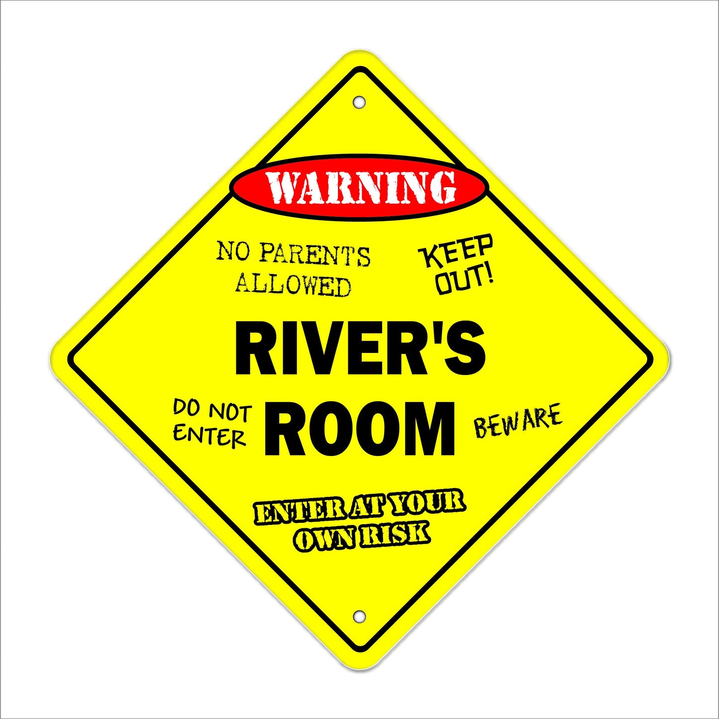 River's Room Sign Crossing Zone Xing | Indoor/Outdoor | 12" Tall Kids Bedroom Decor Door Children's Name boy Girl