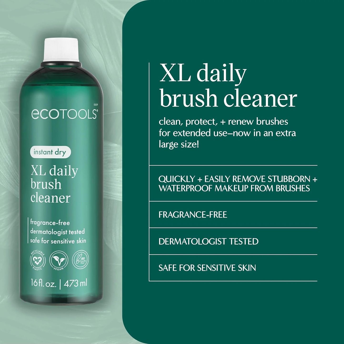 EcoTools Daily Makeup Brush Cleanser Spray, Quick Drying, Fragrance Free & Dermatologist Tested, Travel Size, TSA Approved, Cruelty-Free & Vegan 3 fl oz./89 ml. Bottle