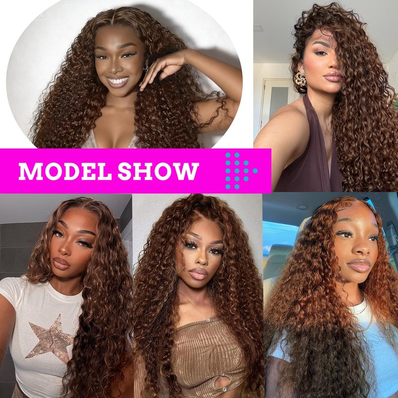 UENOKIPS Water Wave Hair Bundles 100% Pure Protein Silk Curly Bundles 18 20 22 Inch 6 Bundles 310g Synthetic Soft Natural Look Human Hair Feel Wet and Wavy Hair Extensions Brown