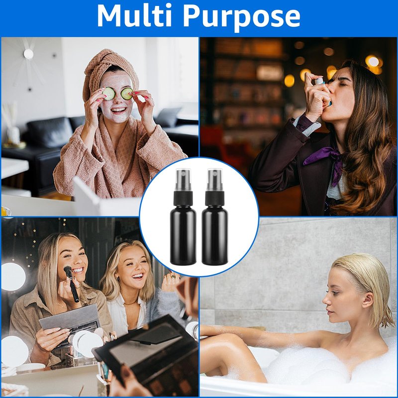 60 Pcs Small Spray Bottle Bulk, 30ML 1Oz Black Empty Spray Bottles Plastic Fine Mist Spray Bottles with Cap & Funnel, Small Refillable Sprayer Liquid Containers for Perfume, Cleaning, Essential Oil