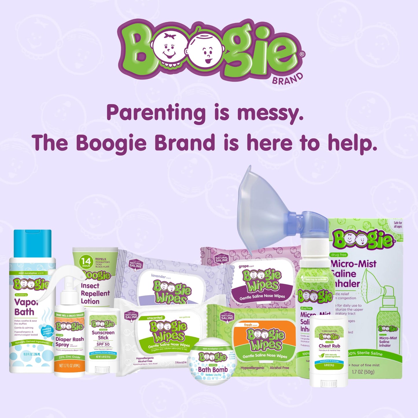Boogie Wipes Saline Nose Wipes - 90 Count - Lavender Scent, Hypoallergenic & Alcohol-Free - Allergy Relief - Made with Natural Saline, Aloe, Chamomile & Vitamin E - Diaper Bag Essential
