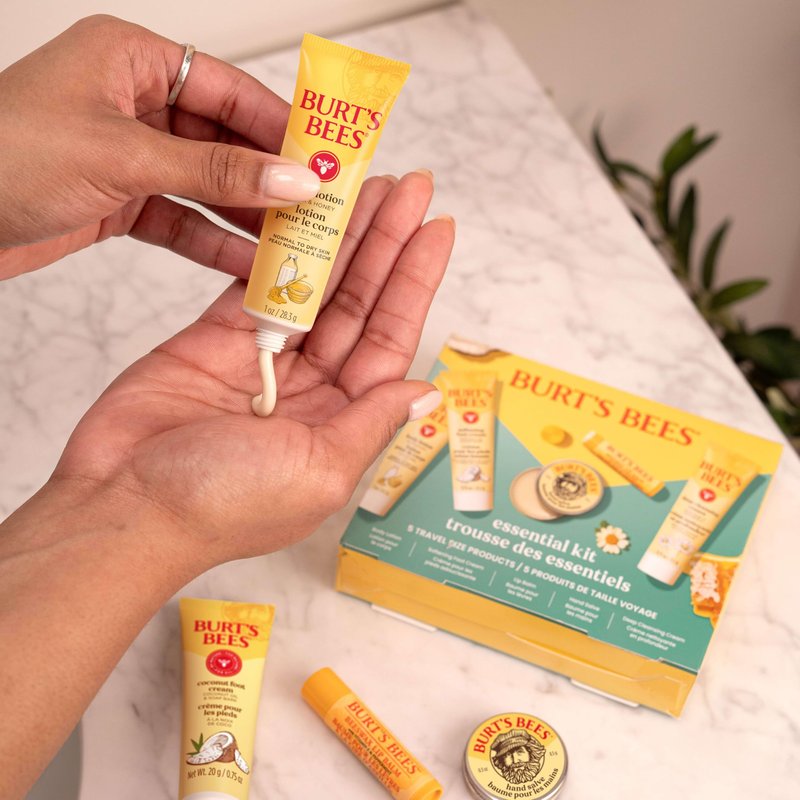 Burt's Bees Mothers Day Gifts Ideas - Essentials Everyday Set, 5 Travel Size Products - Deep Cleansing Cream, Hand Salve, Body Lotion, Foot Cream and Original Lip Balm