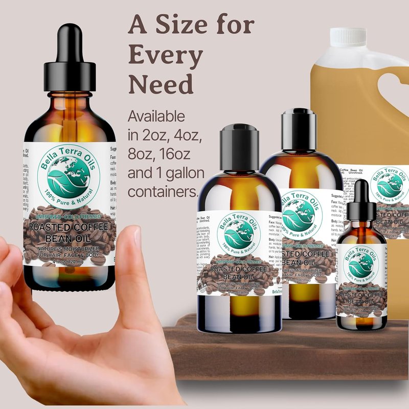 Roasted Coffee Bean Oil - Nourishing 8 oz Skin Oil with Vitamin E | Pure Coffee Essence