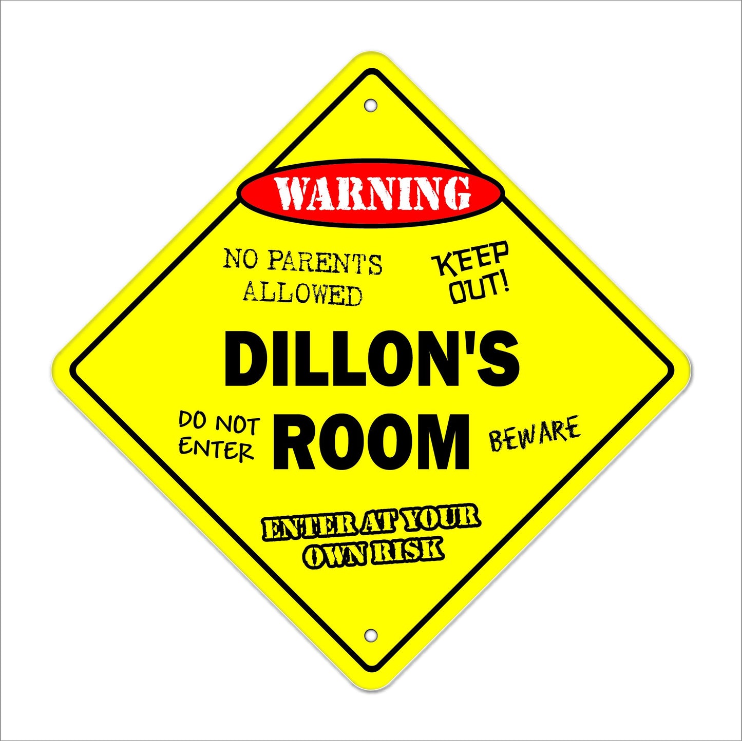 Dillon's Room Sign Crossing Zone Xing | Indoor/Outdoor | 12" Tall Kids Bedroom Decor Door Children's Name Boy Girl