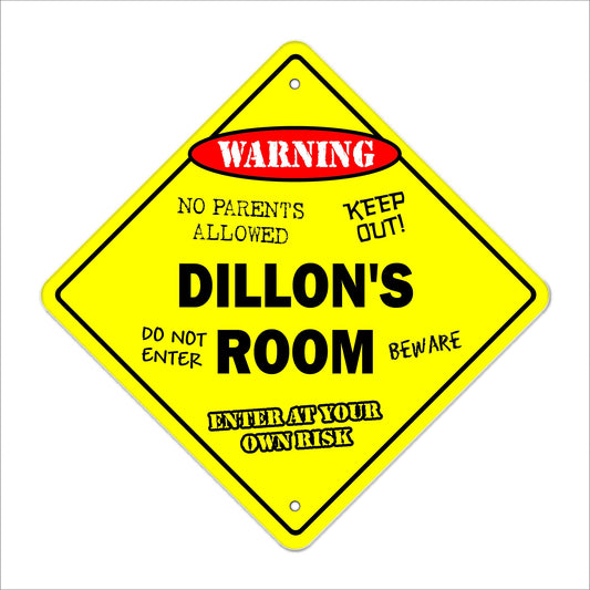 Dillon's Room Sign Crossing Zone Xing | Indoor/Outdoor | 12" Tall Kids Bedroom Decor Door Children's Name Boy Girl