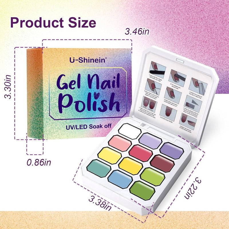 U-Shinein 24 Colors Gradient Nail Gel Palette Set, Hema & TPO Free Bright Nude Almond Black White Ombre Gel Nail for Pigment Painting Pat Nails Gel Kit, Perfect with Salon Pro DIY Home Nail Art