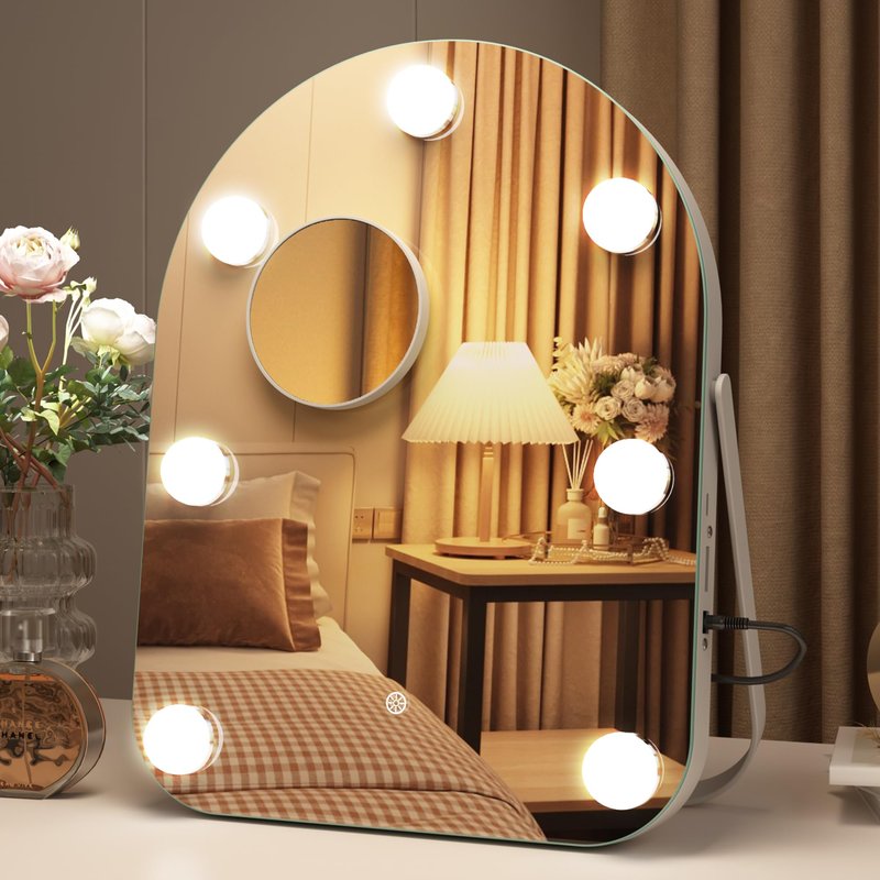STARLEAD 11"× 14" Makeup Mirror with Lights and 10X Magnification, 3-Color Dimmable LED Lighting & Touch Control, 360°Rotation for Travel/Dressing Room, Arched