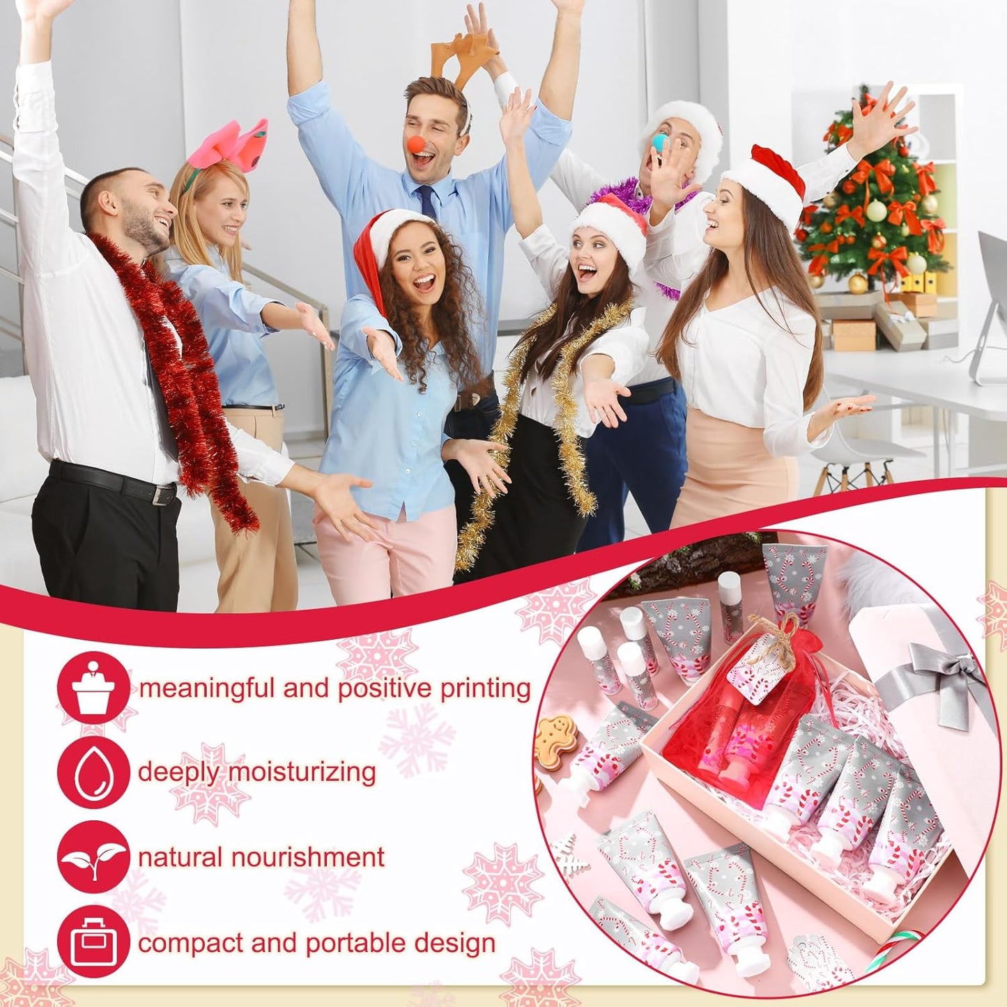 Christmas Candy Cane Hand Cream & Lip Balm Gift Set - Travel Size | Perfect for Weddings & Showers