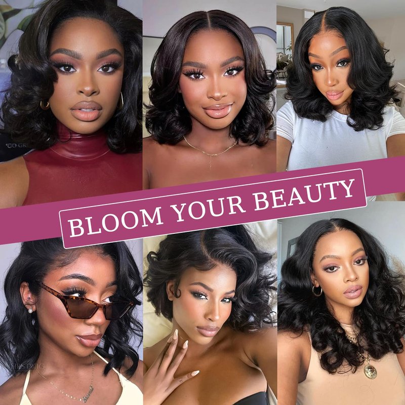Human Hair Bundles 4 Bundles 10 Inch 12A Body Wave Bundles Human Hair 100% Unprocessed Brazilian Virgin Hair Weave Bundles Human Hair Natural Black Deals for Women (10/10/10/10 Inch, 4 Bundles)