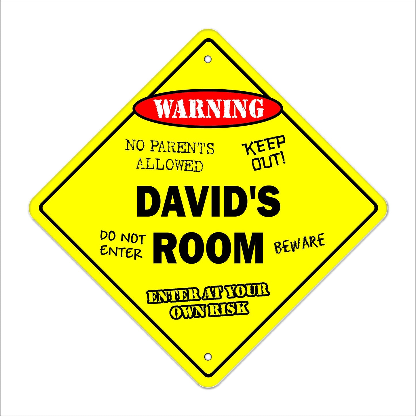 David's Room Sign Crossing Zone Xing | Indoor/Outdoor | 12" Tall Kids Bedroom Decor Door Children's Name Boy Girl