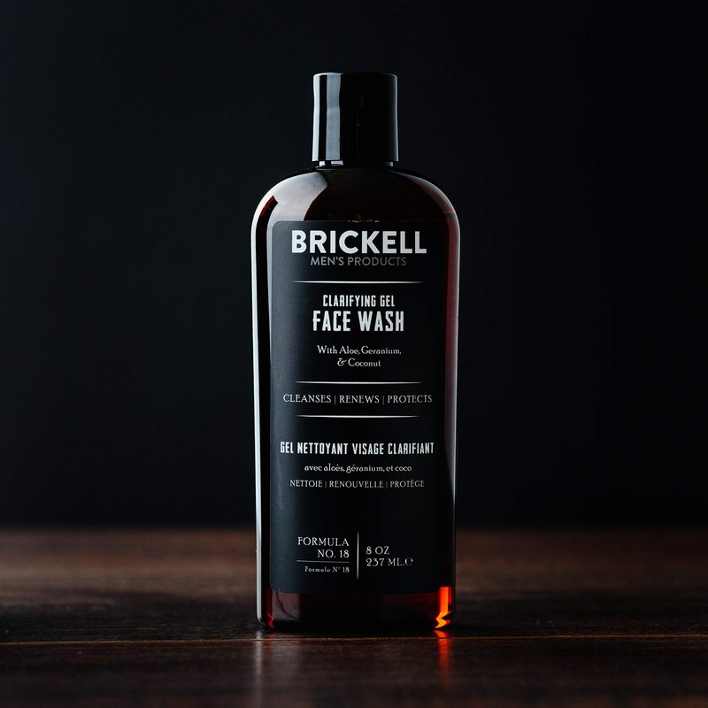 Brickell Men's Clarifying Gel Face Wash for Men, Rich Foaming Daily Facial Cleanser Formulated With Aloe, Geranium and Coconut, 8 Ounce, Scented