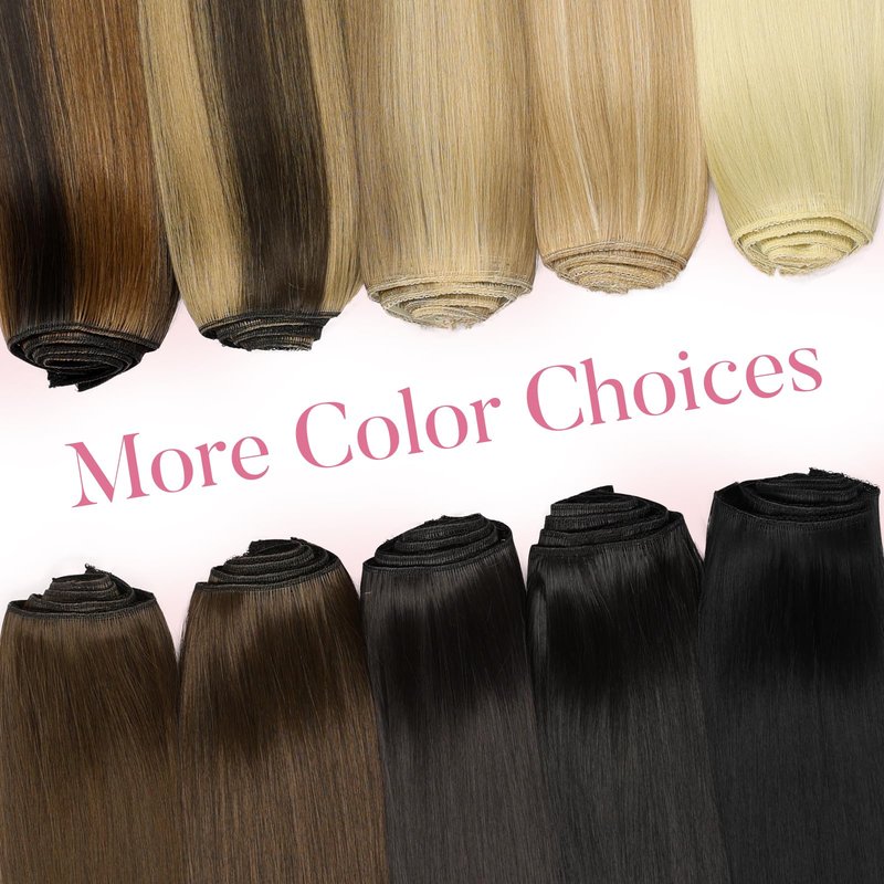 LRSICAL Hair Extensions,Clip in Hair Extensions Dark Brown Long Straight 4PCS Hairpieces Natural Soft Fiber Double Weft Hair for women 22 Inch