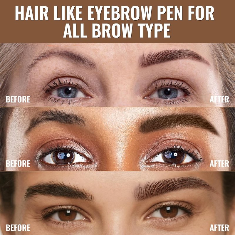 iMethod Eyebrow Pen - 2-in-1 Dual-Ended Microblading Pencil for Women | Long-Lasting Waterproof Dark Brown