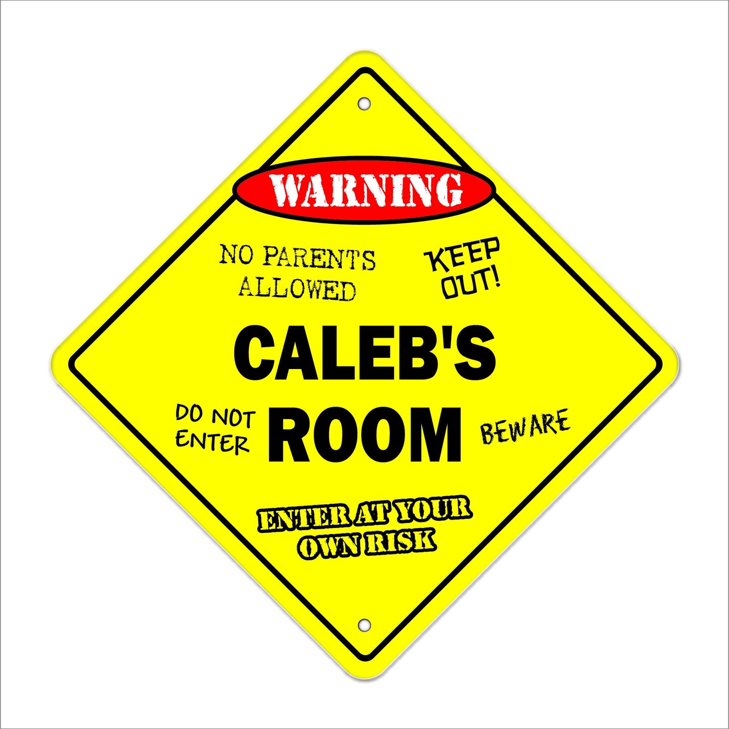 Caleb's Room Sign Crossing Zone Xing | Indoor/Outdoor | 12" Tall Kids Bedroom Decor Door Children's Name boy Girl