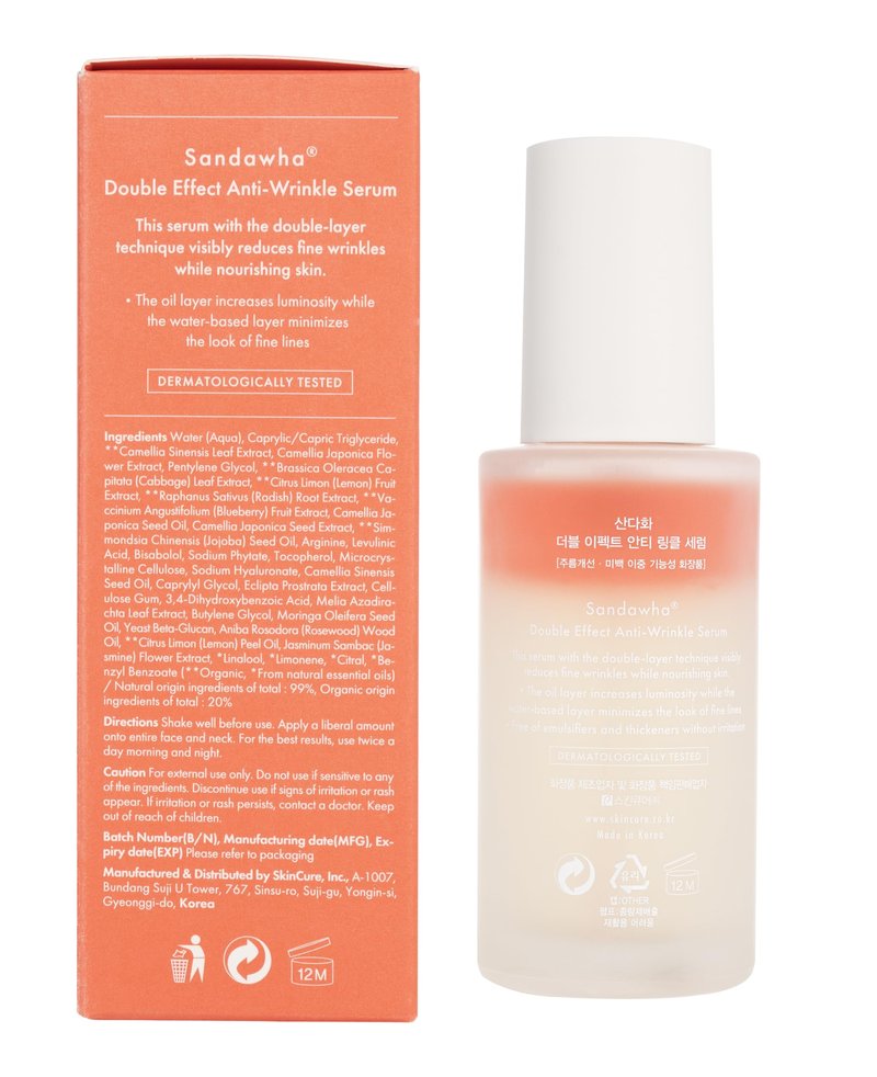 SKINCURE Sandawha Double Effect Anti-Wrinkle Serum with Camellia Extract - Korean Skincare Vegan Camellia Serum for Fine Line Smoothing, Hydration & Anti-Aging 1.76 fl.oz.