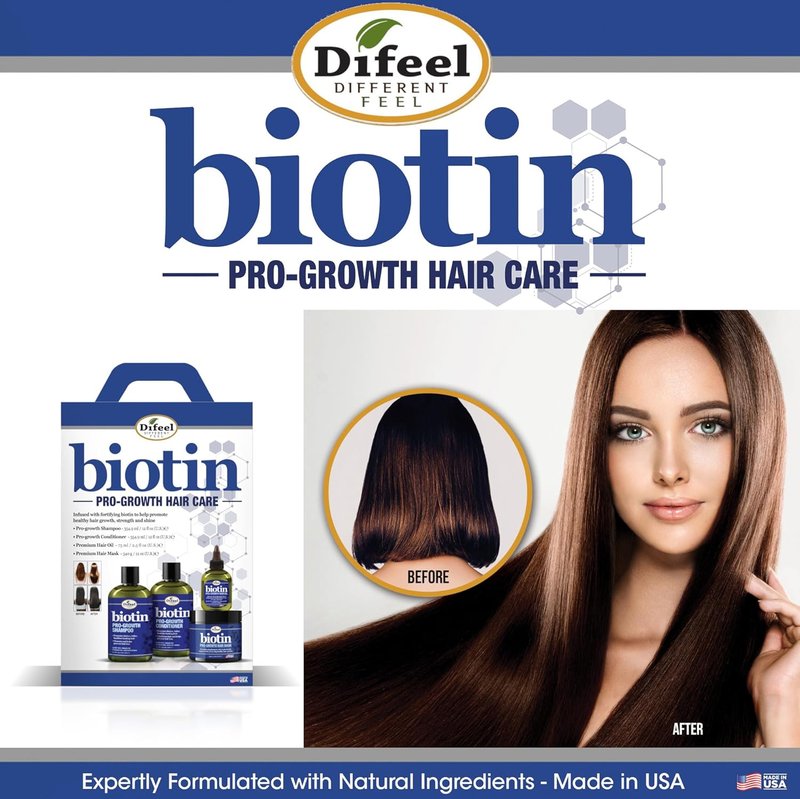 Difeel Biotin Hair Oil - Nourishing Formula for Healthy Hair Growth | 7.1 oz (Pack of 4)