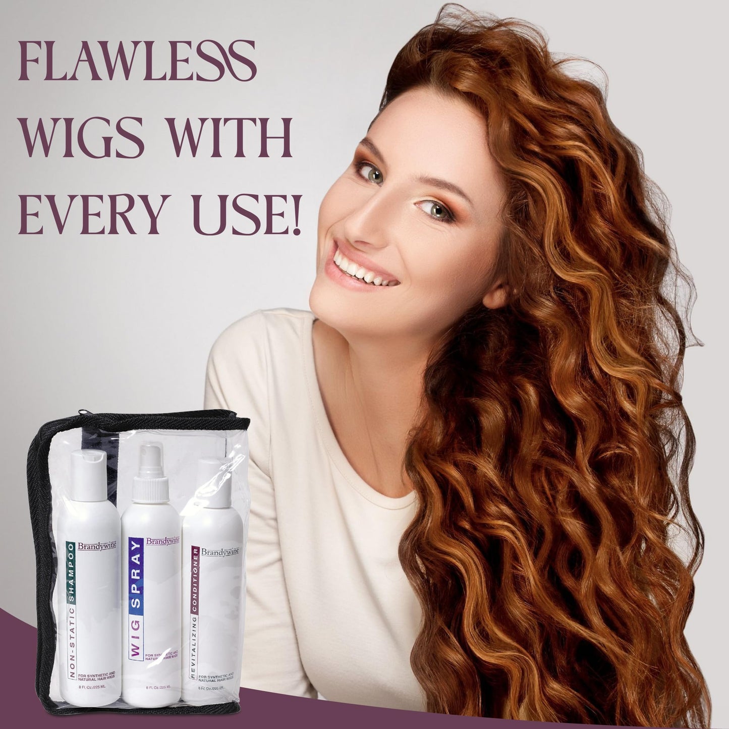 Gentle Wig Care Set, Non-static Shampoo, Wig Conditioner & Hair Spray For Synthetic & Natural Hair Wigs, Value Pack