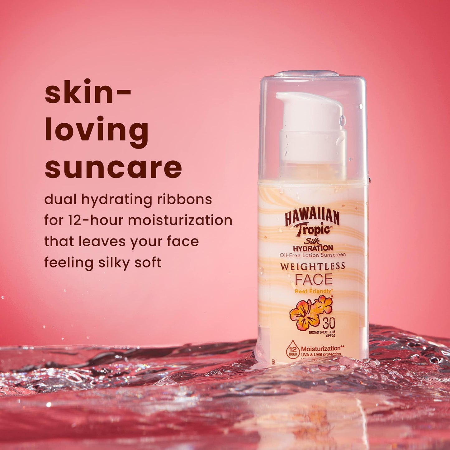Hawaiian Tropic Weightless Hydration Sunscreen SPF 30 Twin Pack 6oz Each + Face Sunscreen SPF 30 Travel Size 1.7oz